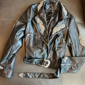 Pretty Little Thing Sequined faux leather jacket